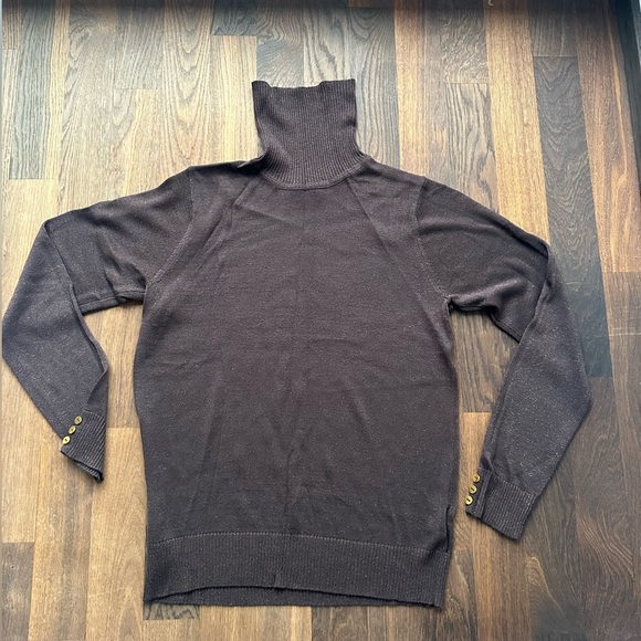 JOSEPH A- chocolate metallic thread polo sweater- SZE M ( approx 6) Brand new - Picture 1 of 6